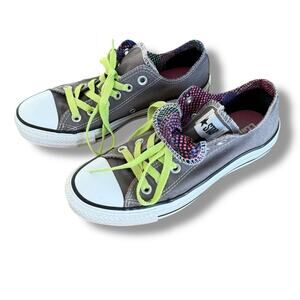 Converse All Star Double Tongue Grey Pink Neon Laces size 7